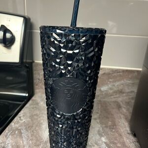Starbucks Black Faceted Tumbler with Straw